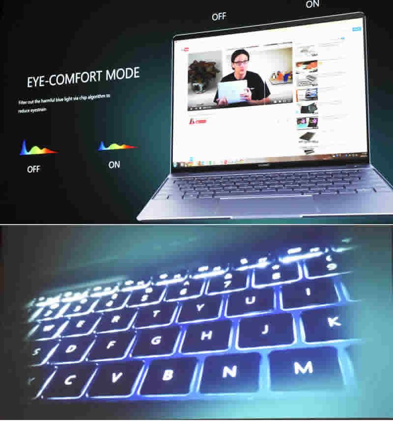 Huawei Matebook Blue light and backlite keyboard