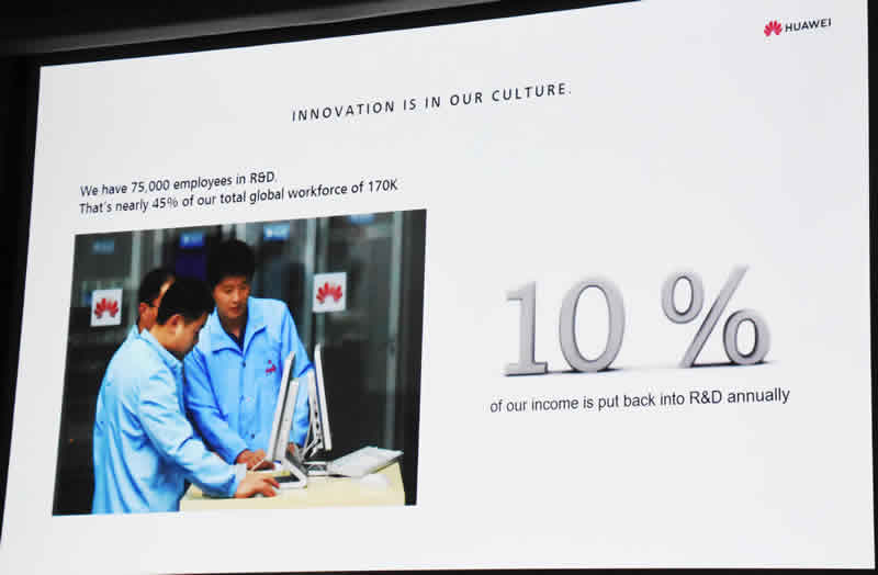 Huawei slide 5 R & D at 10% 