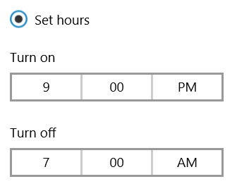 July 18 Screen Shot setting night hours