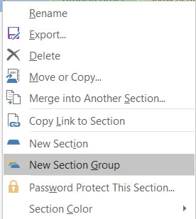 OneNote Section group creation