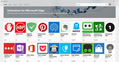 Edge apps in the Microsoft store