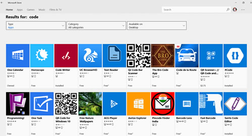 Code apps in the MS Store