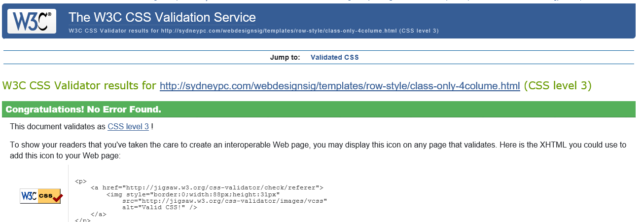 W3C CSS Validation